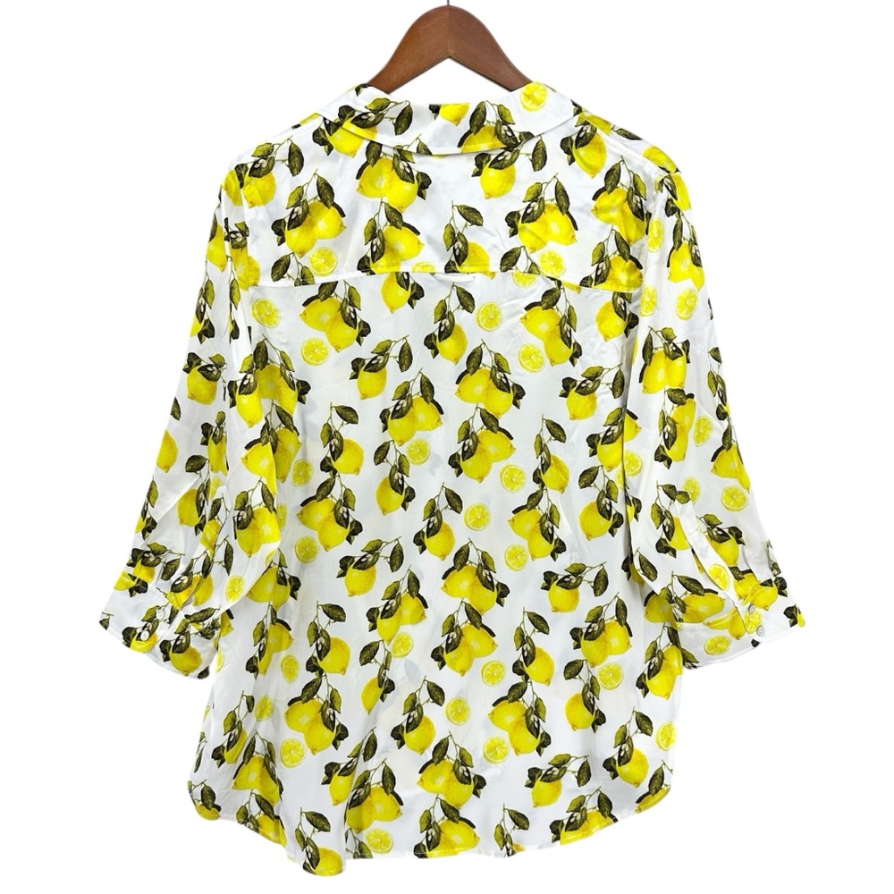 L'AGENCE Lemon Print Blouse - White and Yellow - Picture 3 of 9